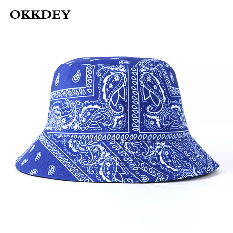 New Unisex Pattern Cotton Bucket Hat Men Women Cotton Double-Sided Sun Cap Summer Panama Fashion Fold Sun Fishing Fisherman Hats