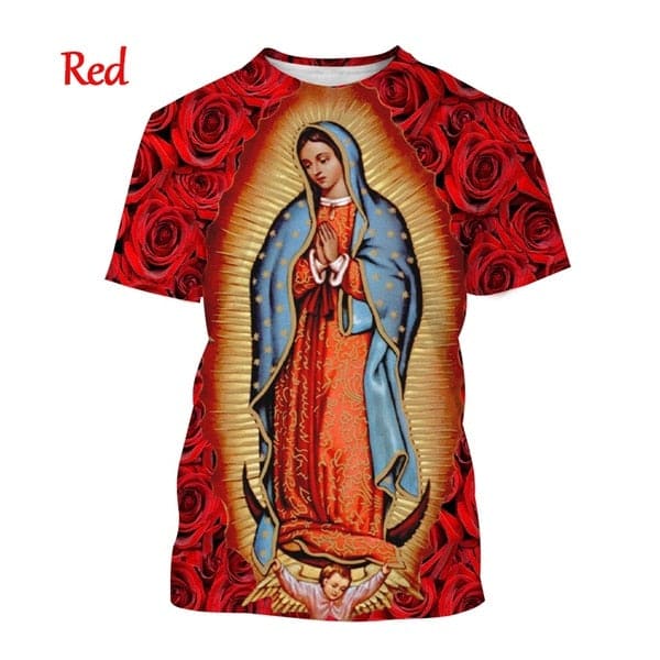 2022 Blessed Virgin Mary 3D Printing T Shirt Personality Fashion Faith Style Short Sleeved Men/Women Casual Streetwear Top