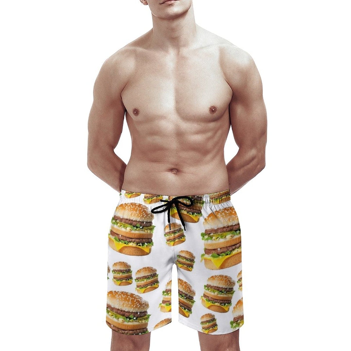 Big Macs Men&#39;S Beach Shorts Swim Trunks With Pockets Mesh Lining Surfing Big Mac Big Macs Funny Food Burger Mcdonalds Fat Diet