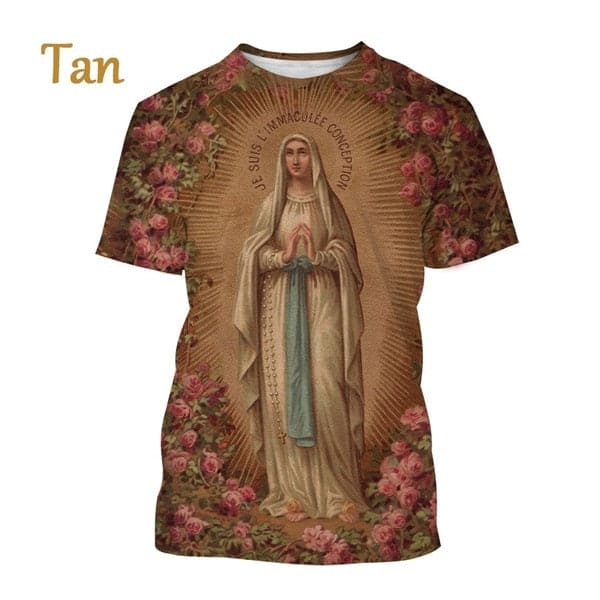 2022 Blessed Virgin Mary 3D Printing T Shirt Personality Fashion Faith Style Short Sleeved Men/Women Casual Streetwear Top