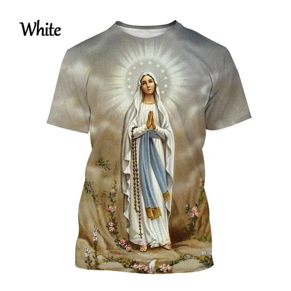 2022 Blessed Virgin Mary 3D Printing T Shirt Personality Fashion Faith Style Short Sleeved Men/Women Casual Streetwear Top