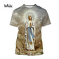 2022 Blessed Virgin Mary 3D Printing T Shirt Personality Fashion Faith Style Short Sleeved Men/Women Casual Streetwear Top