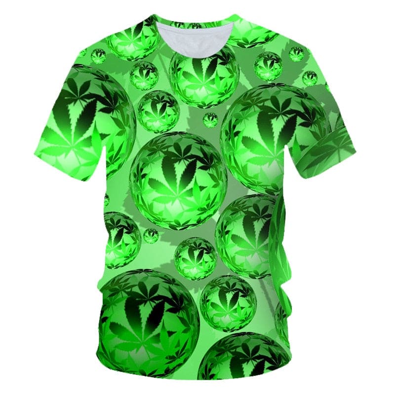 2022 Men and Women New Summer 3d T-shirt Funny Natural Weeds Cool Fresh Green Weed Leaves Skull Full Print 3D T-shirt XXS-6XL