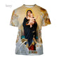 2022 Blessed Virgin Mary 3D Printing T Shirt Personality Fashion Faith Style Short Sleeved Men/Women Casual Streetwear Top