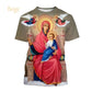 2022 Blessed Virgin Mary 3D Printing T Shirt Personality Fashion Faith Style Short Sleeved Men/Women Casual Streetwear Top