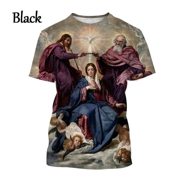 2022 Blessed Virgin Mary 3D Printing T Shirt Personality Fashion Faith Style Short Sleeved Men/Women Casual Streetwear Top