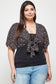 Plus Size Black Ditsy Floral Print Cropped Bolero Cardigan