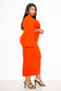 Orange Red Cape Sleeve Dress With Knot Detail