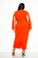 Orange Red Cape Sleeve Dress With Knot Detail