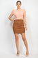 Belted Pocket Solid Mini Skirt