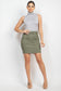 Belted Pocket Solid Mini Skirt