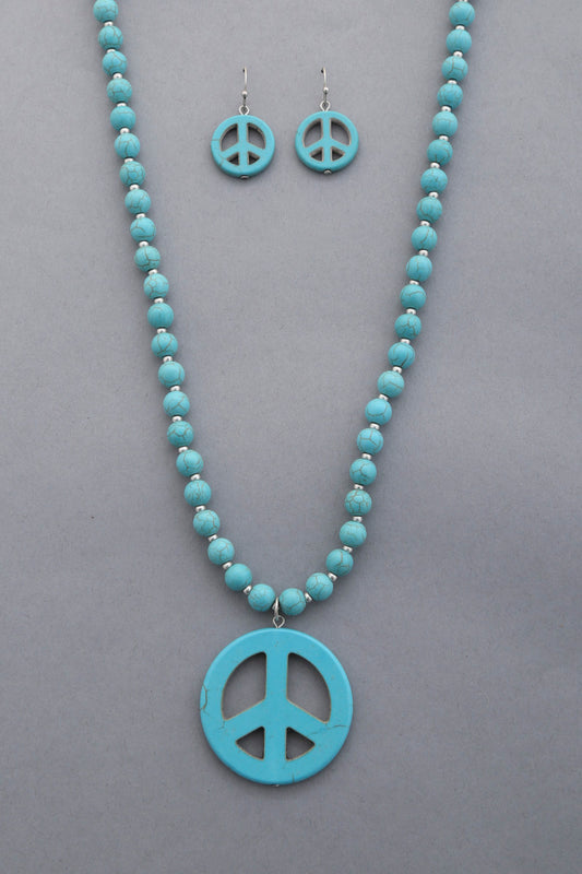 Peace Sign Pendant Beaded Necklace