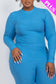 Ibiza Blue Plus Ribbed Mock Neck Long Sleeve Top & Leggings Set