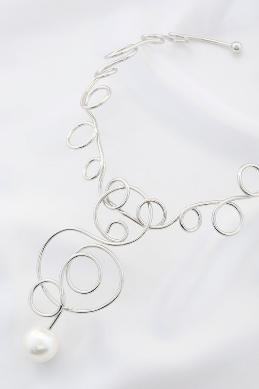 Pearl Swirl Metal Necklace