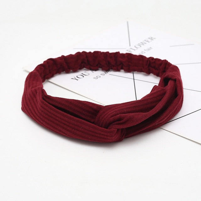 Women Headband Cross Top Knot Elastic Hair Bands Soft Solid Color Girls Hairband Hair Accessories Twisted Knotted Headwrap