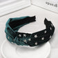 Fashion Cloth Headbands Korean Style Simple Solid Color Woman Drilling Stars Knotted Wide Side Velvet Hairbands Hair Accessories