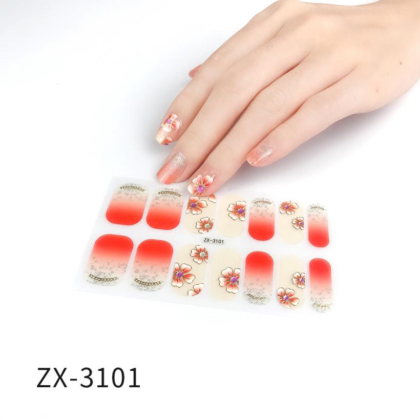 Recuerdame 1pc Flower Nail Sticker New Styles 3D Rhinestones Adhesive Sliders for Women Nails Art Decal Manicure Drop Ship