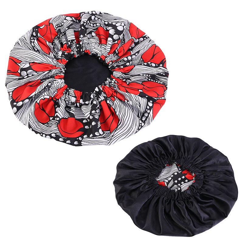 New Extra large Satin Lined Bonnets women African pattern print fabric Ankara bonnets Night Sleep Hat Ladies Turban