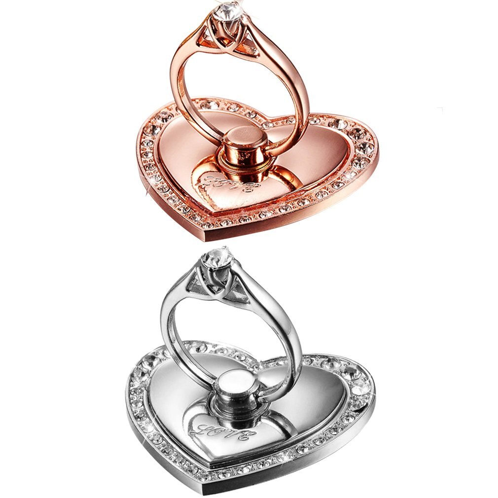 Universal Metal Finger Ring Mobile Phone Stand Holder Fashion Jewelry Style Holder Heart Shape Stand  For iPhone Huawei Samsung