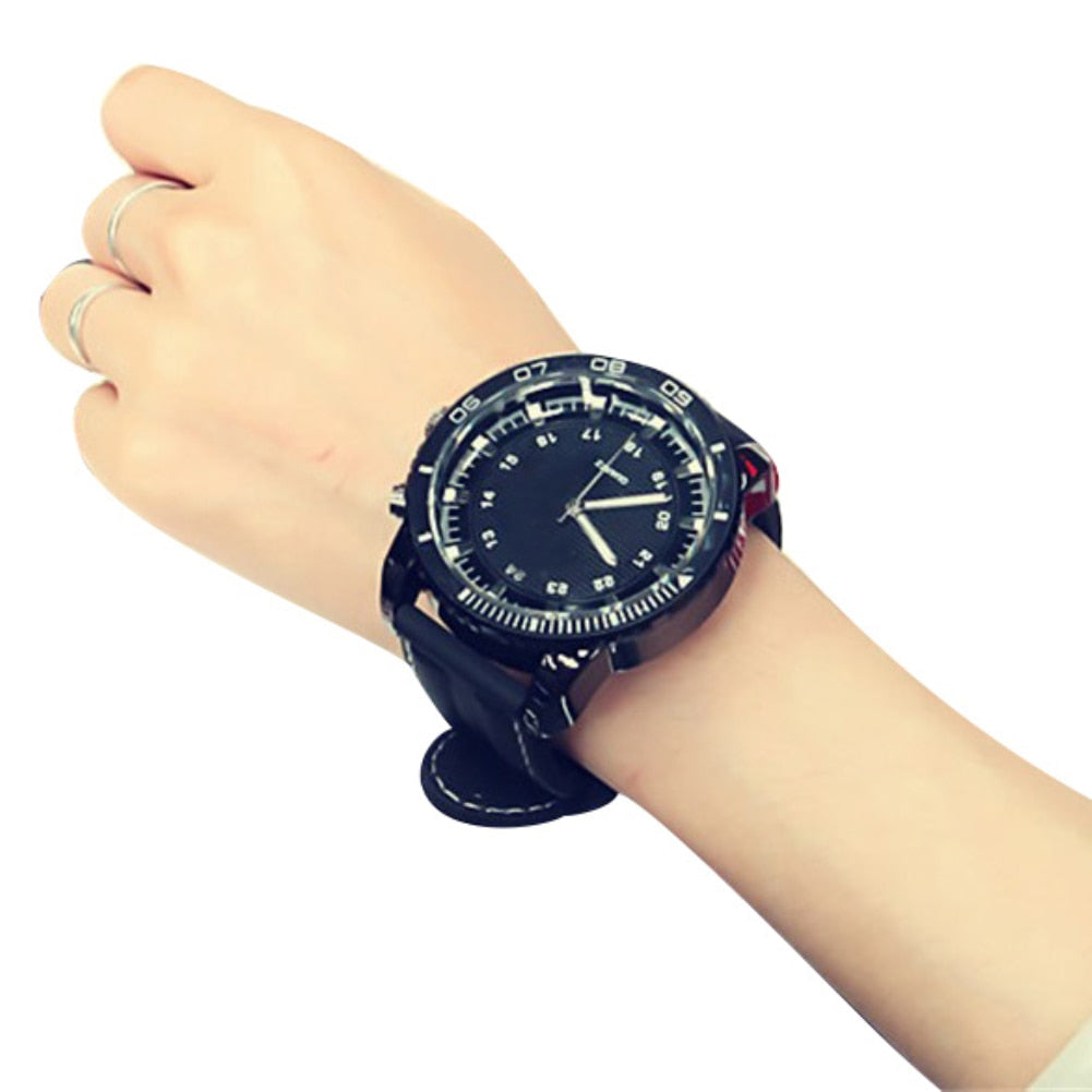 2018 Sport Large Dial Men Women Watch Faux Leather Band Quartz Wrist Watch Couple Gift