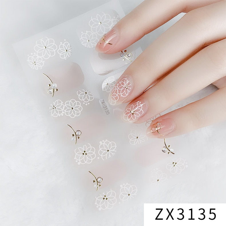 Recuerdame 1pc Flower Nail Sticker New Styles 3D Rhinestones Adhesive Sliders for Women Nails Art Decal Manicure Drop Ship