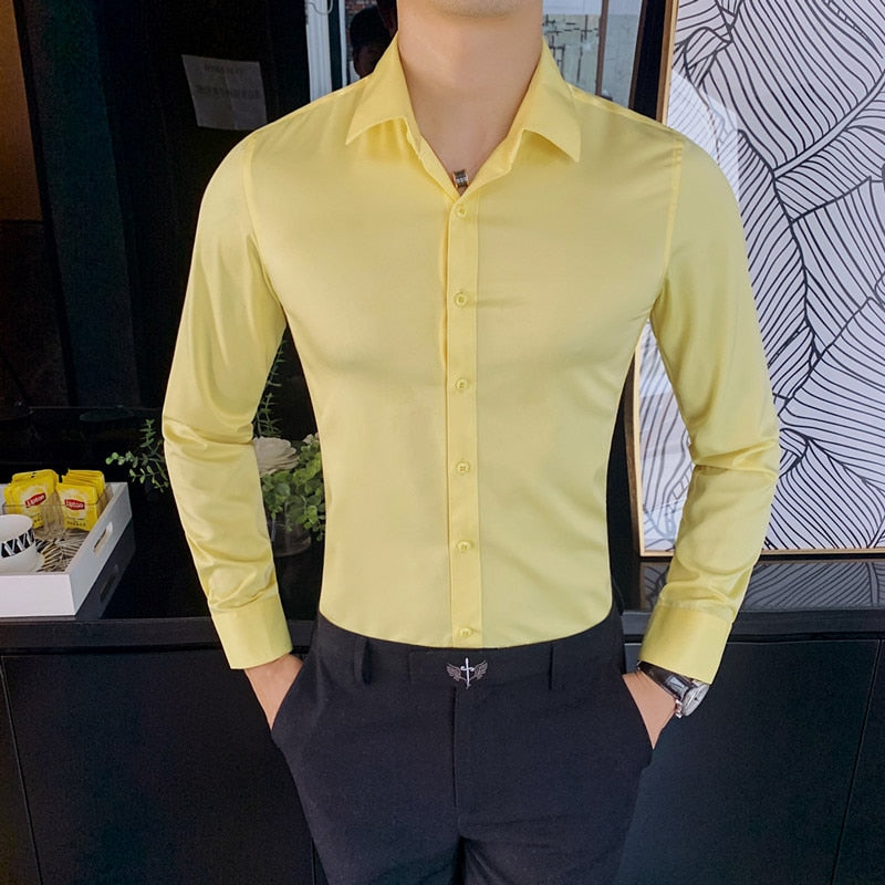 British Style Long Sleeve Shirt Men Clothing Fashion 2022 Autumn Business Formal Wear Chemise Homme Slim Fit Camisa Masculina
