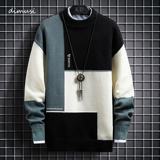 DIMUSI Autumn Winter Men&#39;s Cashmere Sweaters Fashion Warm Slim Fit Pullover Sweater Man Wool Knitted Jumper Pullovers Clothing