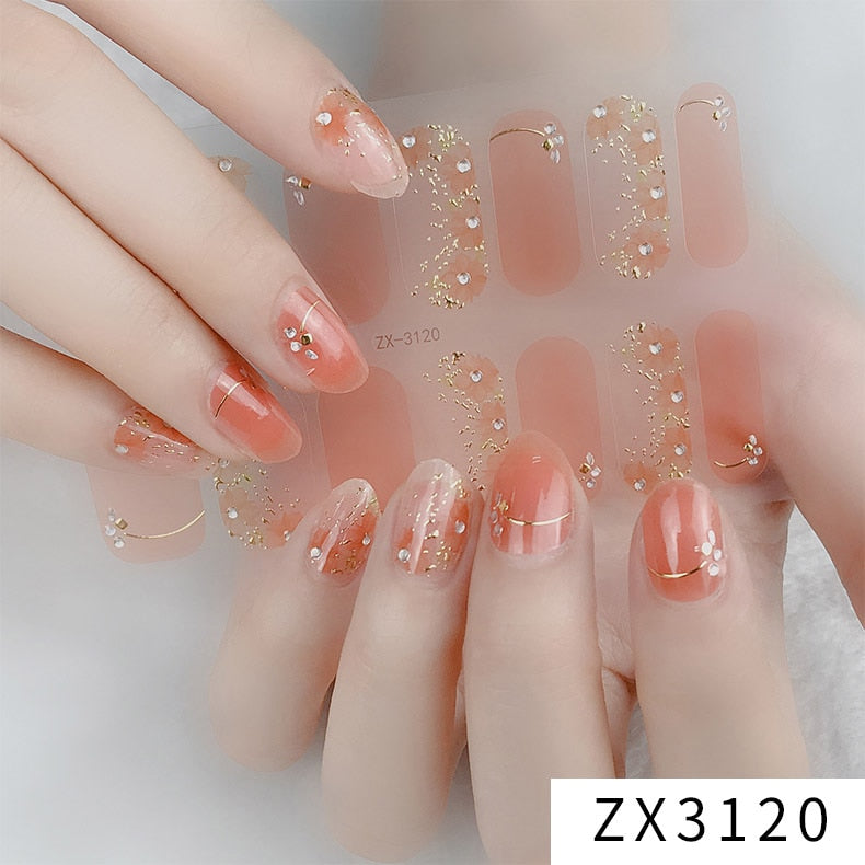 Recuerdame 1pc Flower Nail Sticker New Styles 3D Rhinestones Adhesive Sliders for Women Nails Art Decal Manicure Drop Ship