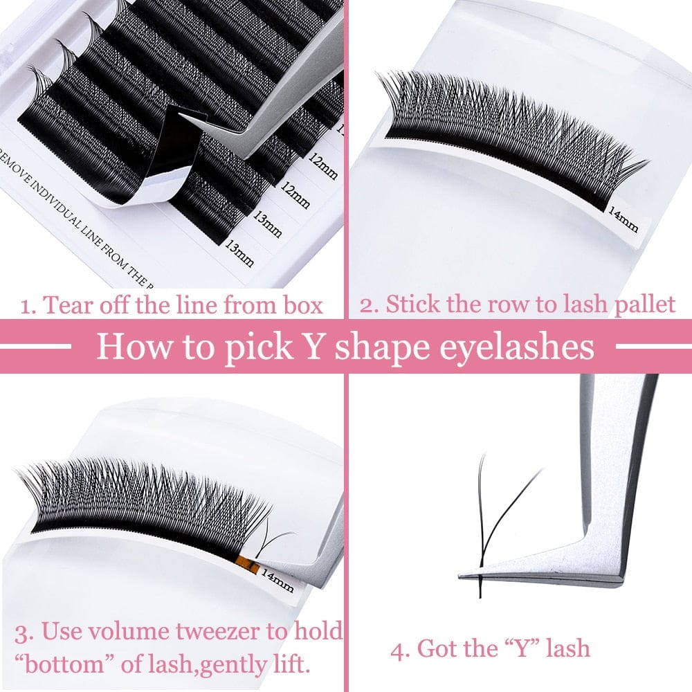 Fadvan Y Shape Eyelashes Extension YY Fake Eyelash Building Mesh Soft Faux Mink YY/VV Lashes Extension Split Tip Makeup Supplies