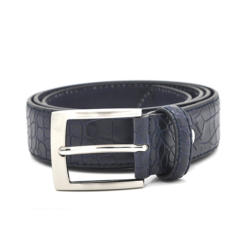 Mens Fashion Waist Belts Faux Crocodile Pattern With Split Leather Luxury Male Designer Belt Accessories Factory Price