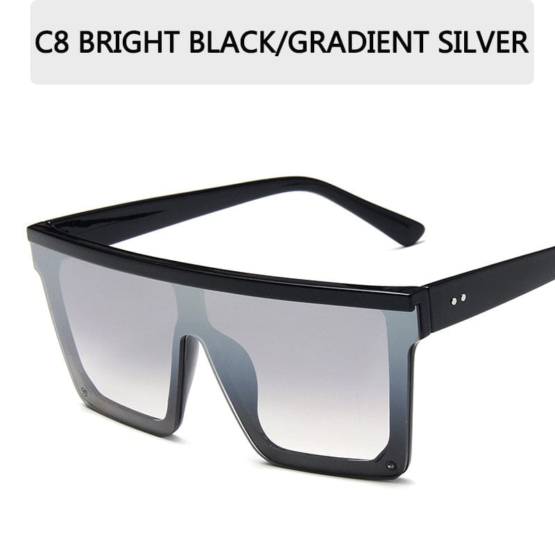 2022 Vintage Male Flat Top Sunglasses Men Brand Black Square Shades UV400 Gradient Sun Glasses For Women Cool One Piece Designer