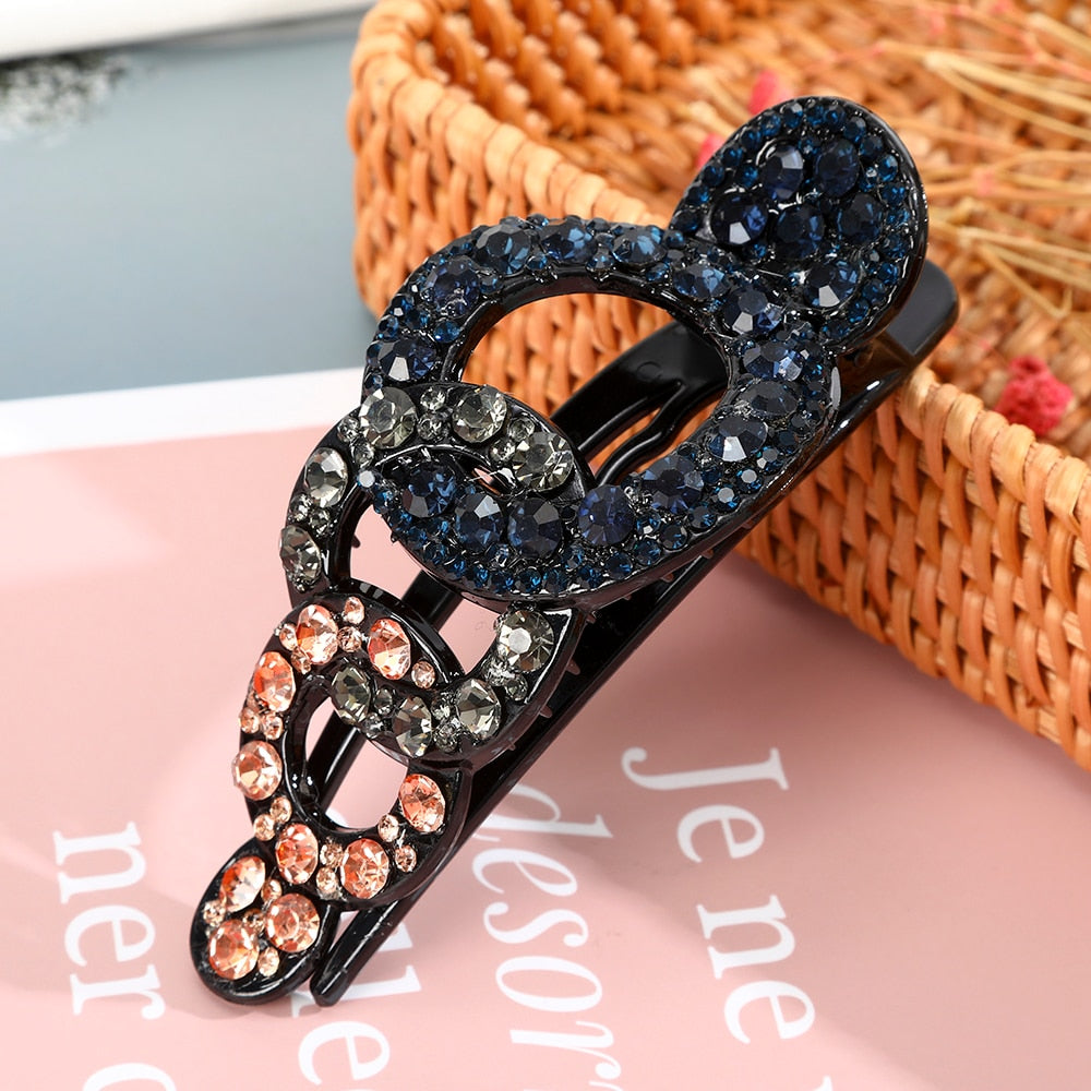 Rhinestone Hairpin Flower Leaf Butterfly Duckbill Hair Claws Retro Hair Clips Accessories For Women Shinning Ponytail Headwear