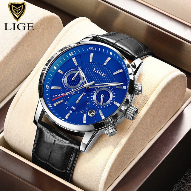 LIGE 2022 Watch Men Fashion Sports Quartz Clocks Mens Watches Top Brand Leather Military Waterproof Date Watch Relogio Masculino