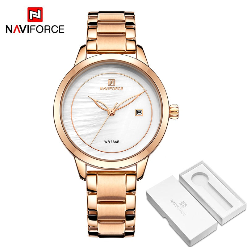 Luxury Brand NAVIFORCE Rose Gold Watches For Women Quartz Wrist watch Fashion Ladies Bracelet Waterproof Clock Relogio Feminino