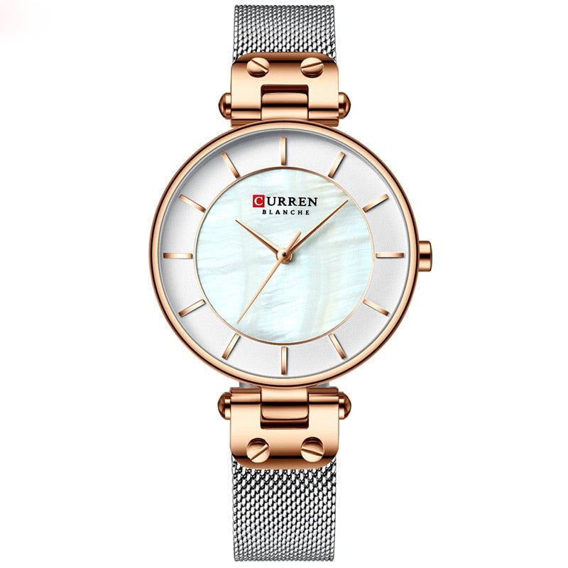 CURREN Fashion Women Watch for Ladies Quartz Watches Waterproof Steel Mesh Girl Clock Female Wristwatch Dress Relogios Feminino