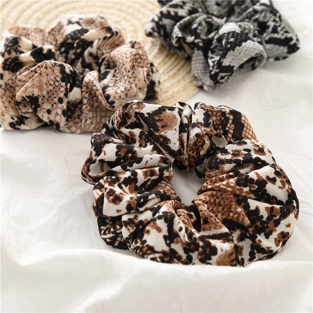 Women Scrunchies Snake/Leopard Elastic Hair Bands Ladies Stretch Ponytail Holder Print Hair Rope Headwear for Hair Accessories