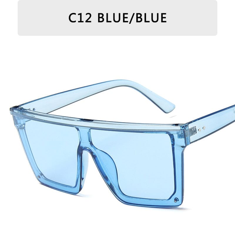 2022 Vintage Male Flat Top Sunglasses Men Brand Black Square Shades UV400 Gradient Sun Glasses For Women Cool One Piece Designer