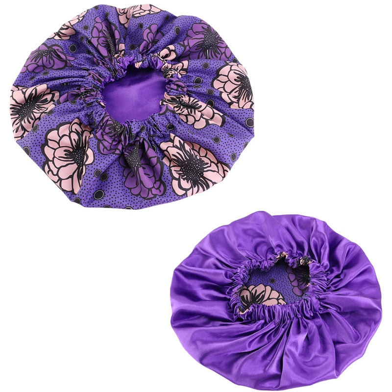 New Extra large Satin Lined Bonnets women African pattern print fabric Ankara bonnets Night Sleep Hat Ladies Turban