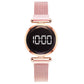 New Ladies Watch Women Touch Screen LED Watches Rose Gold Magnetic Mesh Belt Electronic Clock Digital Wristwatches Leisure watch