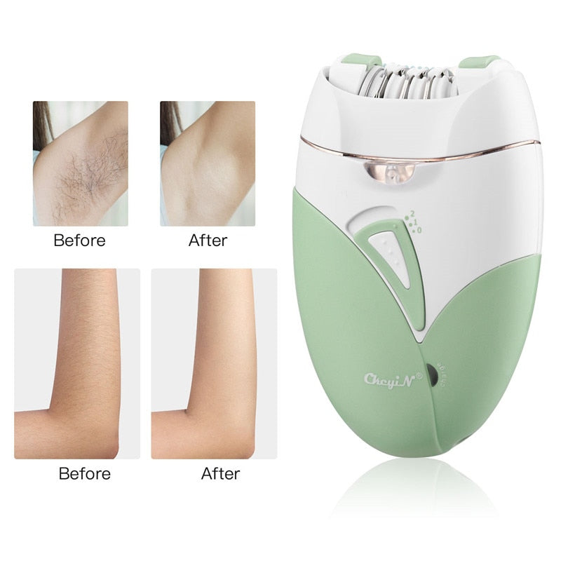 CkeyiN Women's Electric Epilator Rechargeable Bright Light Hair Removal Device Body Face Bikini Legs Painless Shaving Trimmer