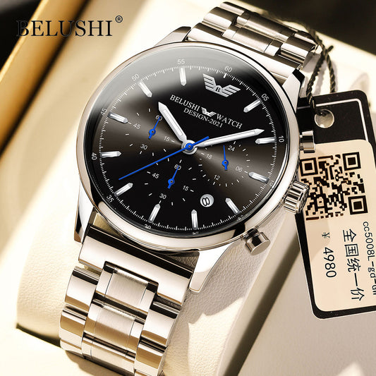 Belushi Men&#39;S Watches Top Brand Luxury Designer 2021 Chronograph Quartz Watches Stainless Steel Military Men Watch Waterproof