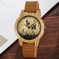 Imitation Bamboo Watch Unisex Genuine Leather Wooden Horse Quartz Wristwatch Minimalist Men Women Male Female Couple Wood Clock