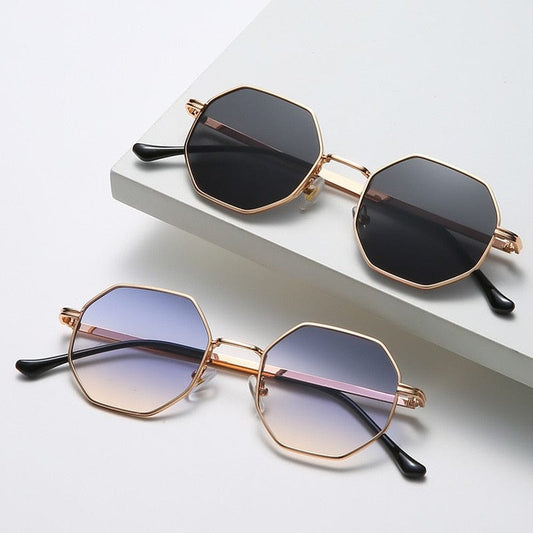 Luxury Square Sunglasses Man Woman Fashion Small Frame Polygon Sun Glasses Metal Vintage Retro Brand Octagon Gafas De Sol