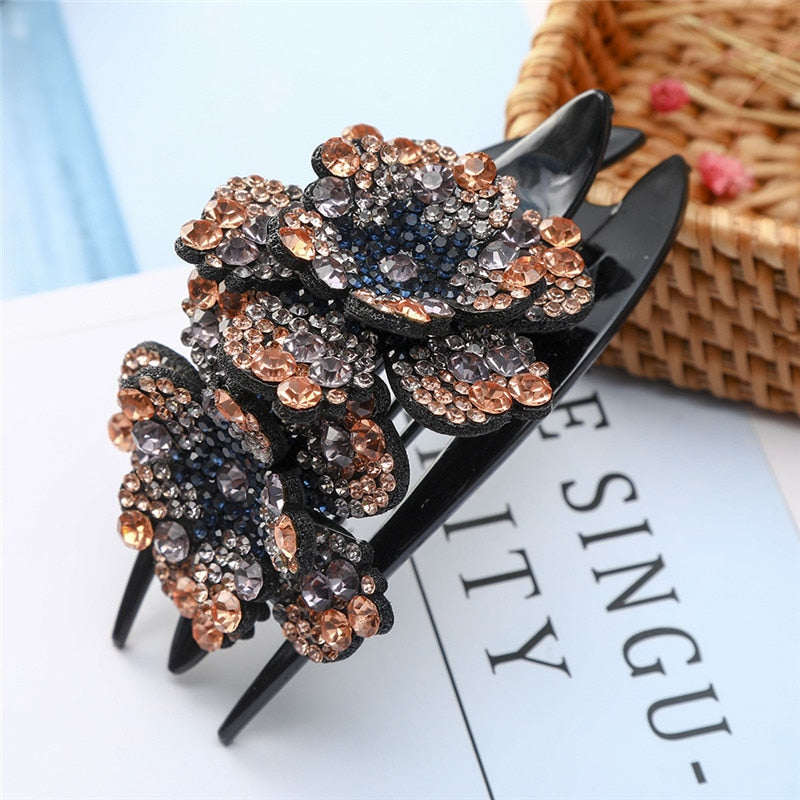 Rhinestone Hairpin Flower Leaf Butterfly Duckbill Hair Claws Retro Hair Clips Accessories For Women Shinning Ponytail Headwear