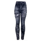 Women 2022 Imitation Distressed Denim Jeans Leggings Casual High Waist Slim Elastic Pencil Pants Sport Leggins Femal Push Up