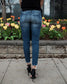 Fashion Mid Waist Skinny Jeans Women Vintage Distressed Denim Pants Autumn Crimped Destroyed Pencil Pants Casual Ripped Jeans