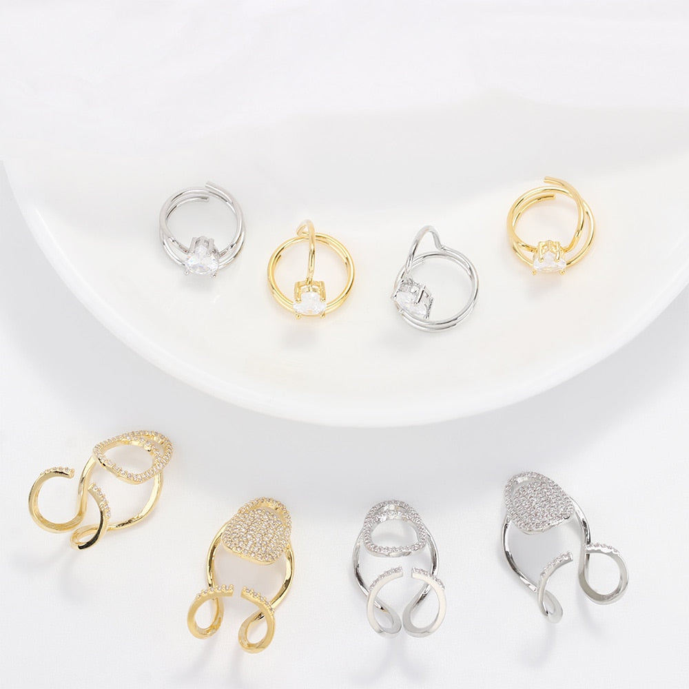 New Fashion Hollow Nail Ring Charm Crystal Finger Nail Rings For Women Lady Rhinestone Fingernail Protective