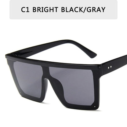 2022 Vintage Male Flat Top Sunglasses Men Brand Black Square Shades UV400 Gradient Sun Glasses For Women Cool One Piece Designer