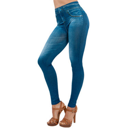 Women Legs Shaping Leggings Fake Jeans Pants Pull-on Skinny Elastic Trousers  Push Up Slim Stretch Pencil Ladies Jeggings Newly