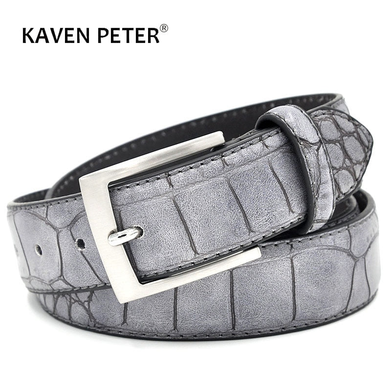 Mens Fashion Waist Belts Faux Crocodile Pattern With Split Leather Luxury Male Designer Belt Accessories Factory Price